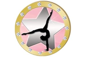 Crown Awards Gymnastics Female Gold Rhinestone Pin, Gold Gym Pins