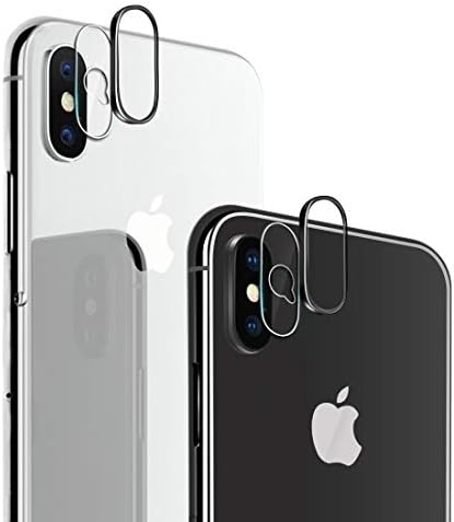 iPhone X Camera Lens Protector, [2 Pack] Ultra-Thin HD 9H Hardness Bubble-Free Anti-Scratch Camera Tempered Glass Screen Protector Film with 2pcs Camera Lens Rings for iPhone X 5.8”