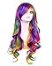 Prettybuy Women 27” Long Rainbow Wig Colorful Ombre Cosplay Wavy Curly Party Wig Lolita Costume Heat Resistantthumb 3