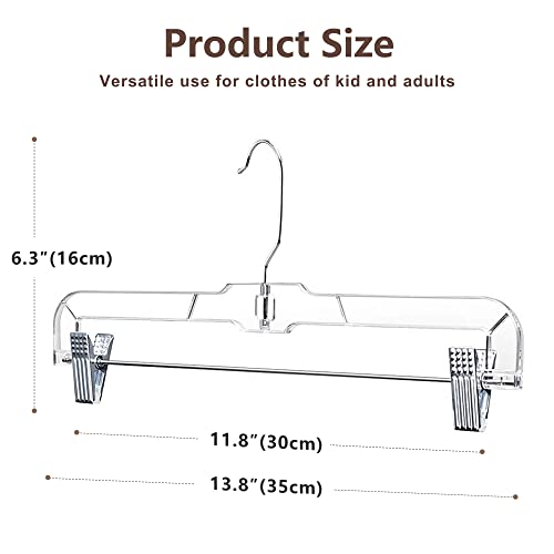 HOUSE DAY 25 Pack 14 inch Clear Plastic Skirt Hangers with Clips, Skirt