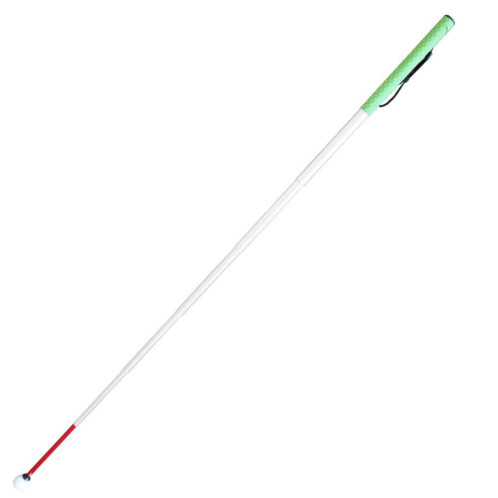 Aluminum Telescopic Blind Cane with Rolling Tip 12 inch-59 inch，with 2 Tips (Green Handle)
