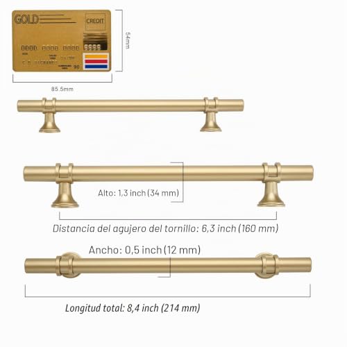 Amerdeco 10 Pieces Gold Kitchen Handles 160 mm Cupboard Drawer Handles Door Handle UK0002