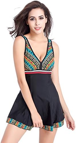 Girls & Ladies Modesty One Piece Spa Padded Swimming Costume Surfing Suit with Skirt