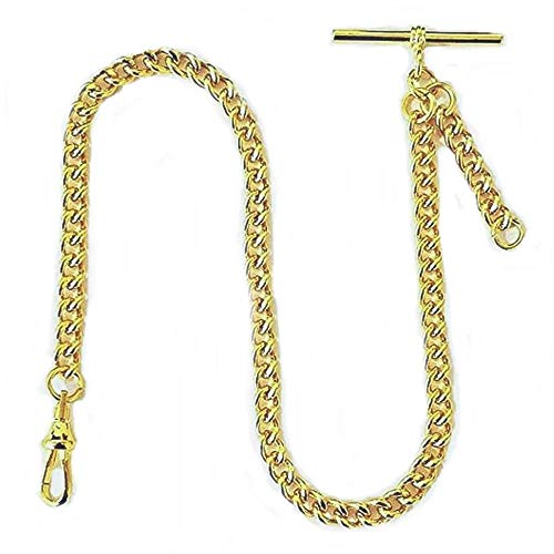 Dueber Yellow Gold Plated Albert Pocket Watch Chain with fob Drop