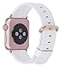 Apple Watch Band 38mm Women - PEAK ZHANG White Genuine Leather Replacement Wrist Strap with Rose Gold Adapter and Buckle for iWatch Series 3/ 2/ 1/Edition/Sport