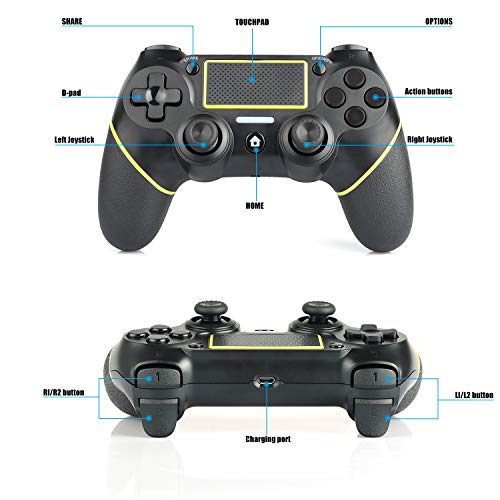 JAMSWALL-Mando-para-PS4-Bluetooth-Mando-Inalambrico-para-PS4ProSlim-Panel-Tactil-Gamepad-con-Doble-Turbo-Vibracion-y-Funcion-Audio-Pantalla-LED-Controlador-inalambrico-para-PlayStion-4