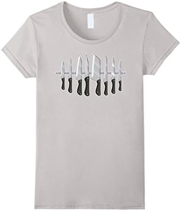 Womens Chef Knife T-shirt - Knives on Display Large Silver