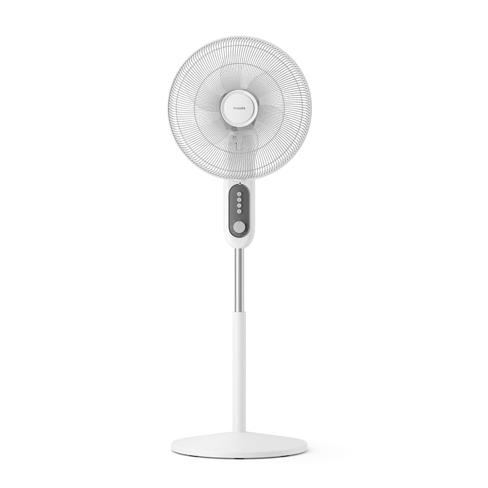 Philips Standventilator Serie 1000 - Leistungsstark & Leise, 38 dB, Höhenverstellbar, Neigbar, Oszillation, Timer, Weiß (CX1220/00)