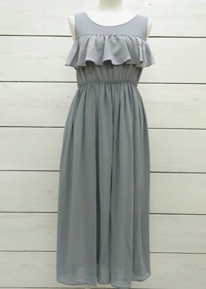 Amazon パラビオン Hamble By Par Avion フリルシフォンマキシワンピース Blu ワンピース チュニック 通販