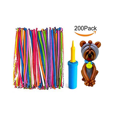 Maylai 100 Pack of Balloon Animal Kit Twisting Balloons with Pump 260 Latex Long Balloons for Christmas Party Decoration