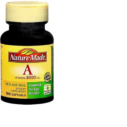 Nature Made Vitamin A, 8000 Iu, Softgels, 100 Ct (Pack of 3)