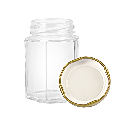12 pack 4 oz Clear Glass Jam Jars for Jam,Honey,candies,sauce,Baby Foods,Jelly Wedding Favors,DIY Magnetic Spice Jars(Comes with gold lids)
