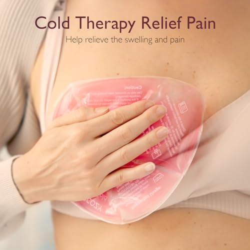 Momcozy Larger Breast Therapy Packs, Hot and Cold Breast Pads with 2 Soft Covers, Breastfeeding Essentials, 2 Pack, Pink