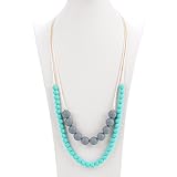Consider It Maid Silicone Teething Necklace for Mom to Wear - FREE E-BOOK - BPA FREE and FDA Approved - Mine and Your (Turquoise/Grey)