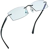 LifeArt Blue Light Blocking Glasses,Computer Reading Glasses,Rimless Frame Tinted Lens with Diamond,Stylish for Men (No Magnification)