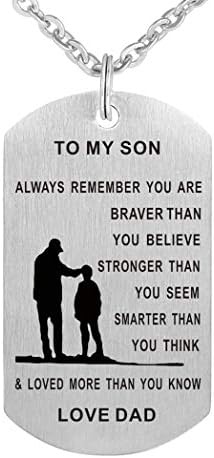 CraDiabh Dad Mom to Son Dog Tag Necklace Military Mens Jewelry Personalized Custom Dogtags Pendant Love Gift CraDiabh Dad Mom to Son Dog Tag Necklace Military Mens Jewelry Personalized Custom Dogtags Pendant Love Gift