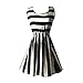 Hee Grand Women's Casual Summer Fit and Flare Floral Sleeveless Dress Chinese Stripe