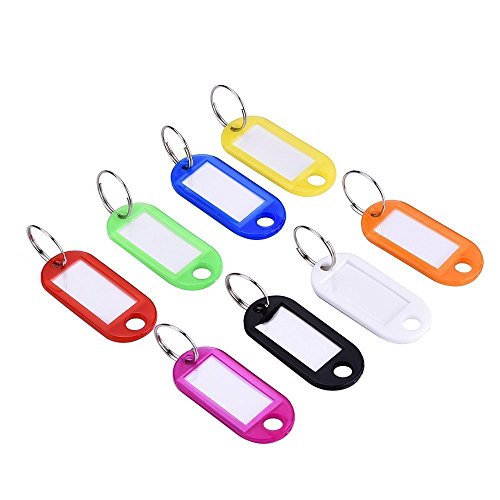 100Pcs Colorful Key Id Label Tags Split Ring Keyring Keychain, Random Assorted Colors