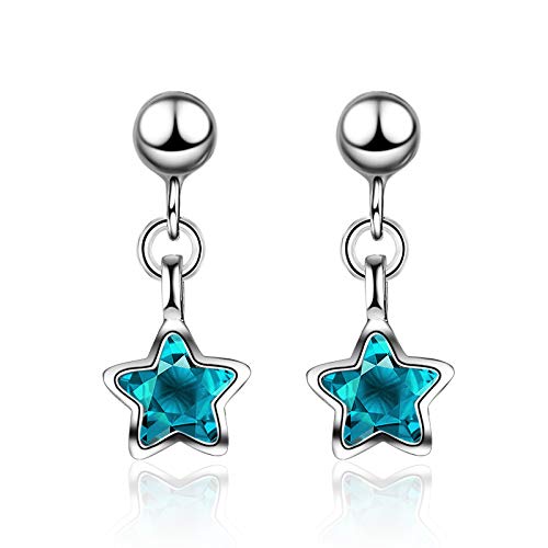 Boowhol Azure Star River Small Earrings Mini Girl Heart Ear Jewelry New Temperament Blue Star Stud Earrings 925 Sterling Silver Earrings Women
