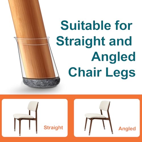 GICUNK 32 Pieces New Rubber Pads for Round Chairs, Silicone, Chair Leg Stoppers, Transparent Chair Feet Covers for Wooden Floors(Suitable for: 13-22.9 mm)