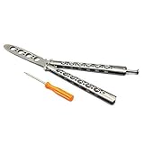 Silver Butterfly Training Knife, HTOMT Stainless Steel Dull Practice Knives Blunt Trainer Tool