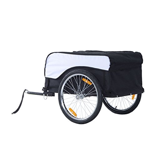 HOMCOM Transportanhänger Lastenanhänger Fahrrad Anhänge Lasten-Fahrradanhänger CargoTrailer (Weiß-Schwarz) – Bild 5