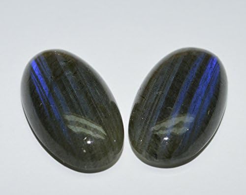 Labradorite/ Spectrolite cabochon cut gemstones Pair oval shape 48.06 carat