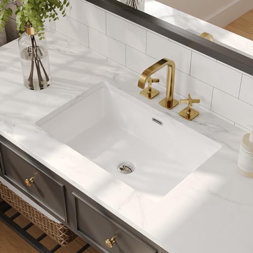 DeerValley 23.9"x15.79" Undermount Bathroom Sink Rectangular Undermount Sink Wh…