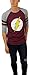 DC Comics Mens Flash Distressed Logo Varsity Football 3/4 Sleeve Raglan (X-Large, Brick)