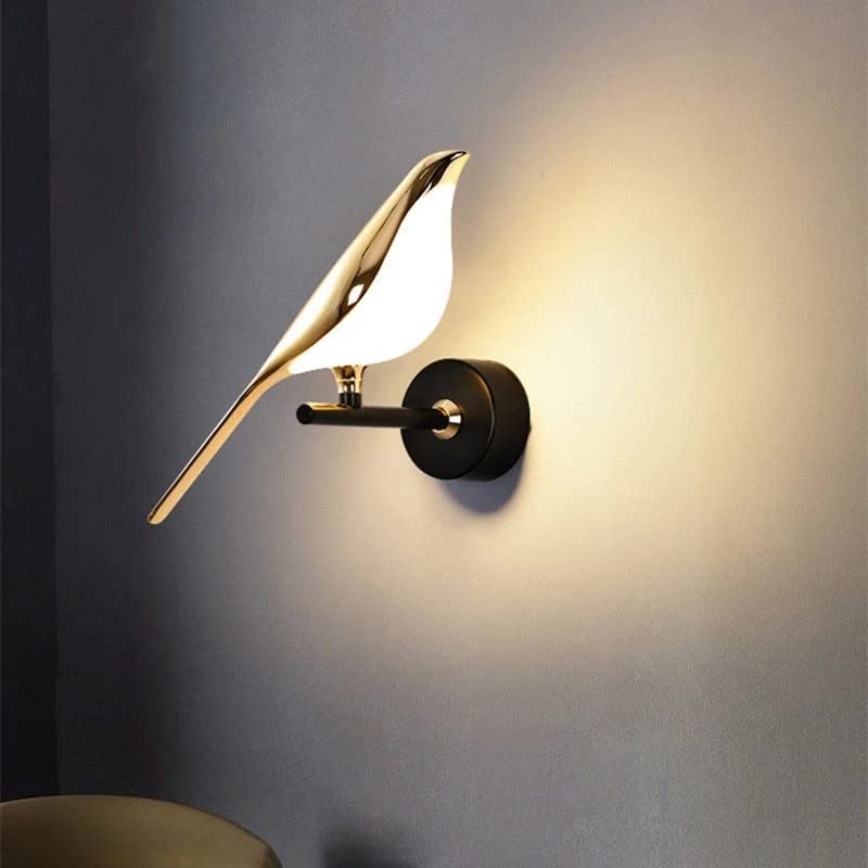Winlams Magpie Wall Lamp Living Room TV Background Bedside Lamp for Luxury Hotel Bedroom Simple Creative Red Wall Lamp for Birds (Single-warm light) (WD187)