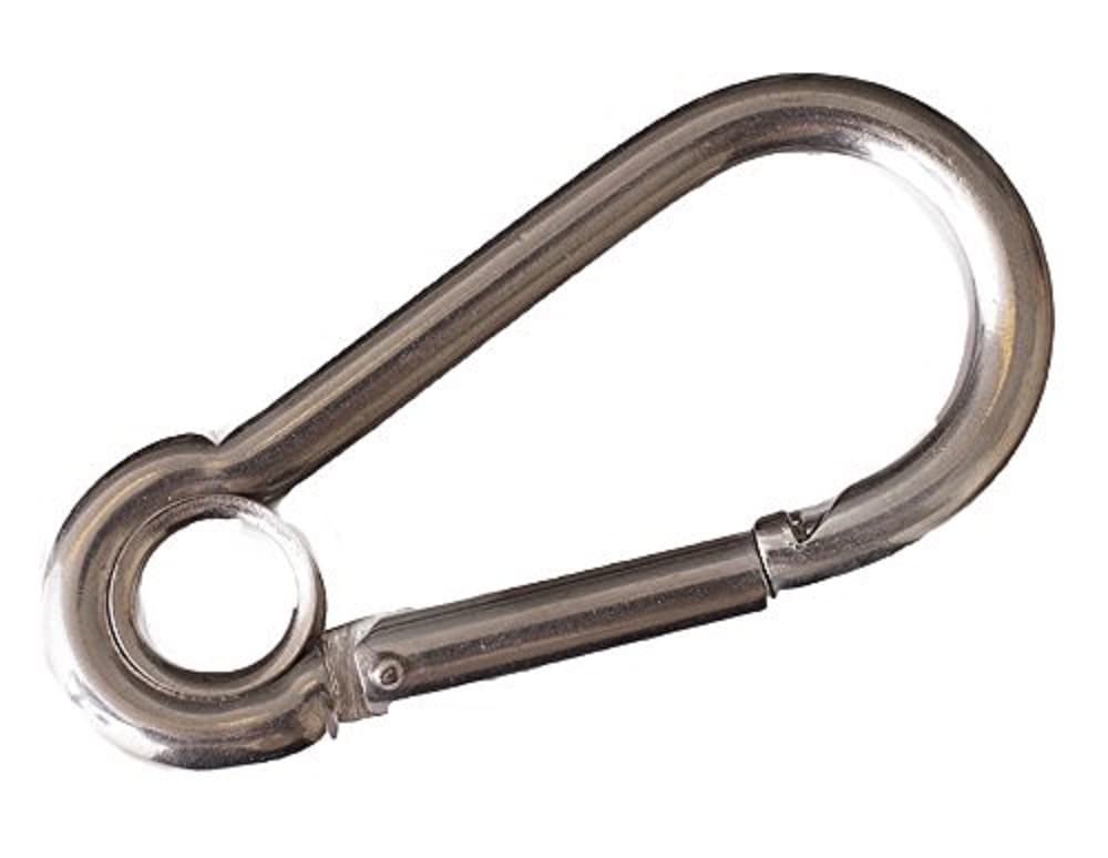 Merriway BH05012 Spring Snap Carabiner Hook with Eye, A2 316 Marine Grade Stainless Steel M8 (5/16 inch)