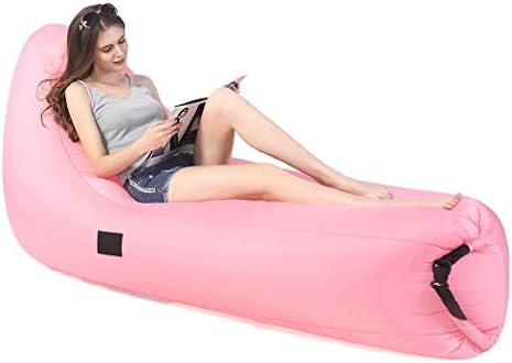 ARAER Inflatable Lounger Hangout Sofa Inflatable Couch Air Chair Support 400lbs Size 75" x 32" x 34" Anti-tearing Nylon Material with Carry Bag for Home Outdoor Rest (Pink)
