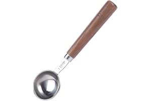 KKC HOME ACCENTS Coffee Scoop Wood Handle for Ground Coffee,Tea Scoop for Loose Leaf Tea,Wooden Long Handle 1 Tablespoon for Coffee Beans,Loose Tea Bulk, Silver, 1 tbsp, 6.7 inch