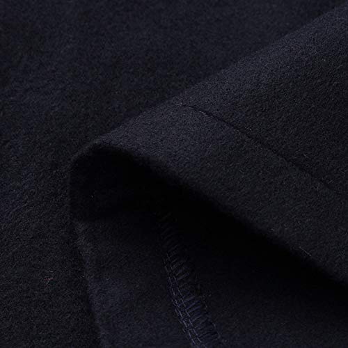 Men Long Trench Coat Long Sleeve Single Breasted Winter Lapel Button Down Jacket Coat Pea Coat Overcoat by Lowprofile Black