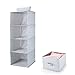 mee'life 4-Shelf Hanging Cloest Organizer, Polyester Fabric Hanging Shelves with 1 Drawer-for Clothes Storage and Accessories,11.9x11.9x31.5 inches(Gray)