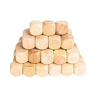 Wooden Cubes Crafts, Blank Dice Set, Wood Square Blocks for Puzzle Making, Crafts and DIY, Set of 50