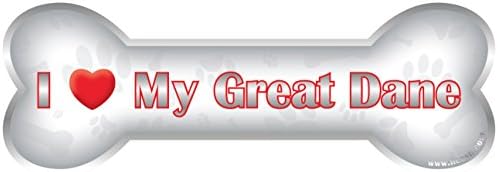 iLeesh i Love My Great Dane Bone Car Magnet, Reflective Chrome