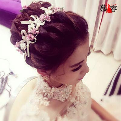 Oliju Fashion Red Makeup Chinese Handmade Pearl Bridal Hair