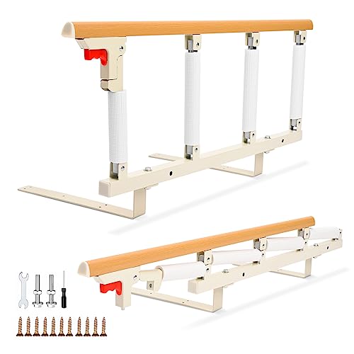 Hlieeosfcn Bed Barrier, Portable Folding Bed Grate, Portable Folding Bed and Safety for Elderly Adults Support Handle Handicap Hospital Metal Railing 4 Speed