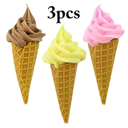 Coxeer 3PCS Ice Cream Toy Creative Pretend Play Toy Refrigerator Magnet Food Mold