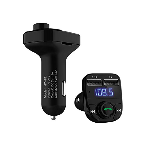 MIYA Bluetooth FM Transmitter, Wireless Car Music Player Dual USB Car Charger with LED Display Radio Adapter Car Kit Support SD/TF Card Hands-Free Calling Compatible iPhone Samsung Smartphones