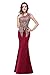 MisShow Women's Rhinestone Long Lace Formal Mermaid Evening Prom Dresses