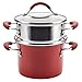 Rachael Ray Cucina Hard Porcelain Enamel Nonstick Multi-Pot / Steamer Set, 3-Quart, Cranberry Red - 16800