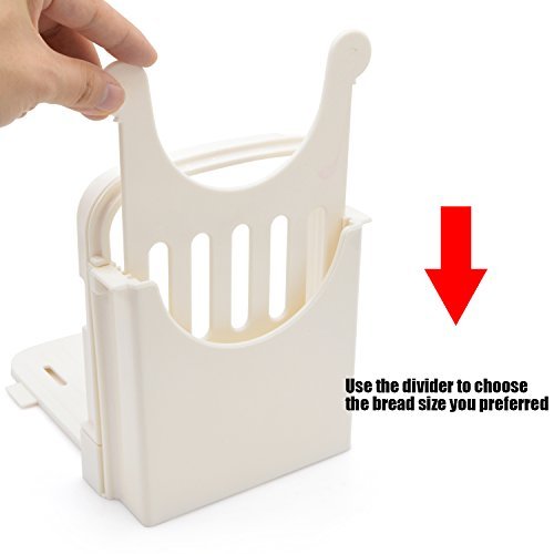 Bread Slicer, Adjustable Bread/Roast/Loaf Slicer Cutter, Sandwich Maker Slicing Machine Folding and Adjustable Handed Bread Slicer with 5 Slice Thicknesses  (White 2) - Thumbnail 3