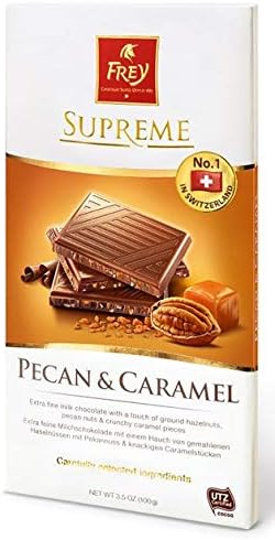 Chocolat Frey - Supreme Collection - Milk Chocolate Pecan & Caramel - 100gr (6 Bars Pack)