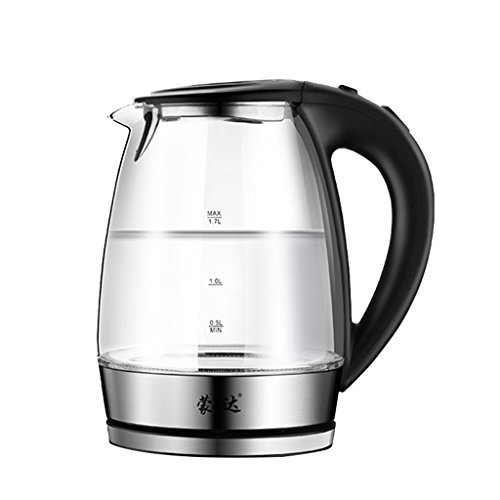 Click Here to See More Images Electric Kettle Glass Stainless Steel Household 1.7 Liters Large Capacity Kettle Insulation Water Heater 1850W Power