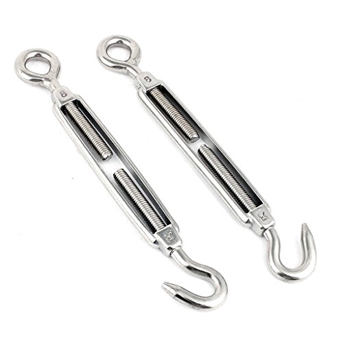 SamIdea(TM) 2x M8 304 Stainless Steel Hook Eye Turnbuckle Wire Rope Tension