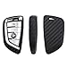 S-WEKA CARBON FIBER STYLE Black Carbon Fiber Texture Car Key Case Cover Holder Pouch Remote Key Chains Key Bag Fit For BMW Key Fob
