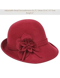 BABEYOND Gatsby - Gorro de lana para mujer de los años 20, estilo vintage, con adorno de flores