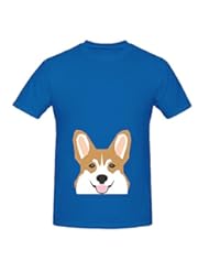 Book: Shelby Welsh Corgi Dog Mens Crew Neck Cool Tee Shirts Blue